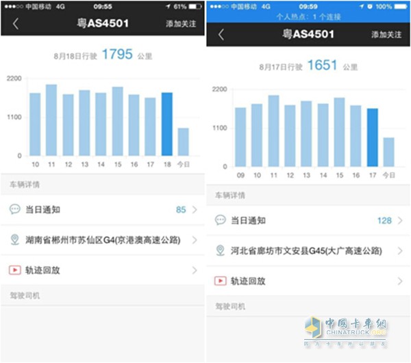 粵AS4501 8月16號-8月22號運行紀錄GPS截圖