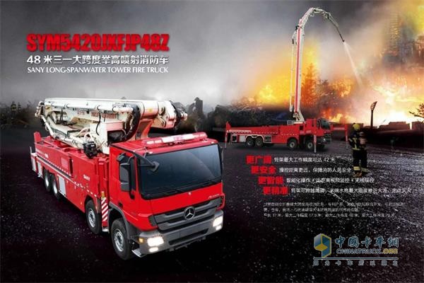 48米三一大跨度舉高噴射消防車