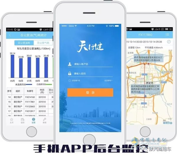 陜汽商用車天行健手機APP后臺監(jiān)控