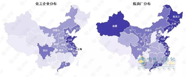 我國化工企業(yè)分布和煉油廠分布