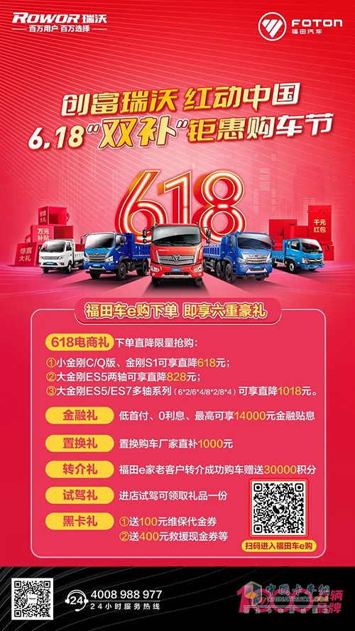 福田瑞沃工程車 618 雙補鉅惠購車節(jié)