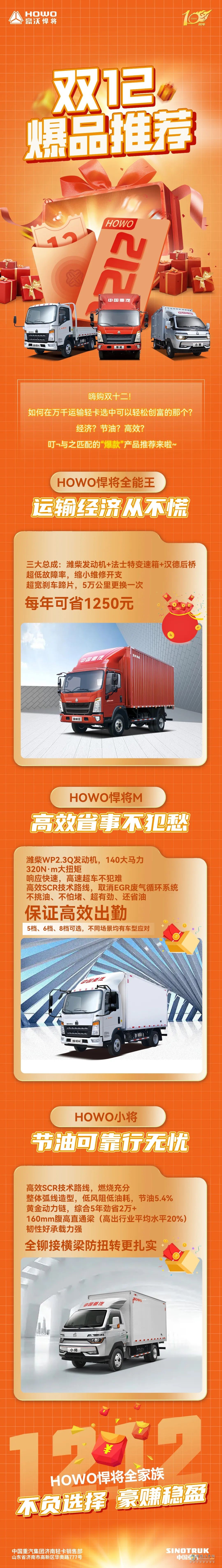 雙十二，HOWO悍將推薦。