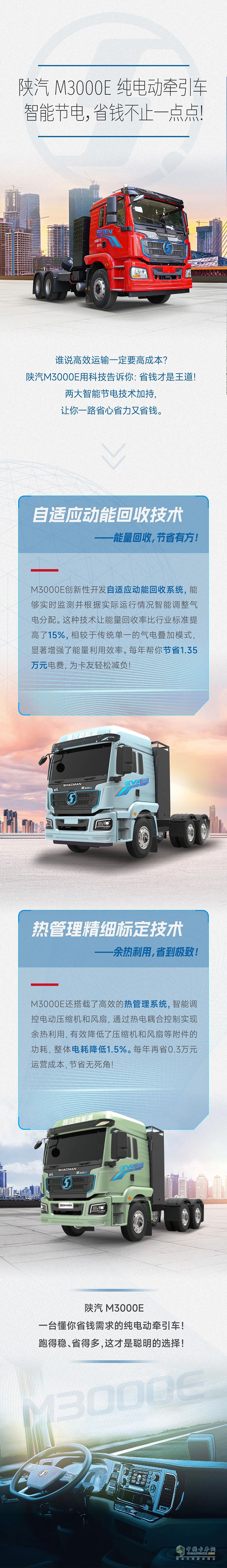 陜汽M3000E純電動牽引車：智能節(jié)電，省錢不止一點(diǎn)點(diǎn)！