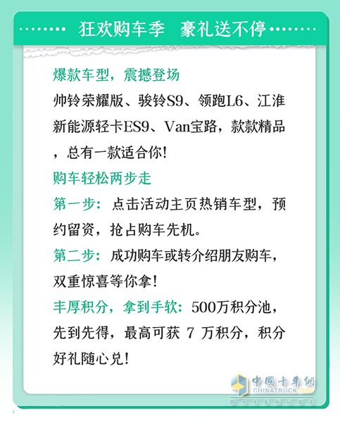 江淮1卡煥新風(fēng)暴來襲，卡友福利盛宴，不容錯過